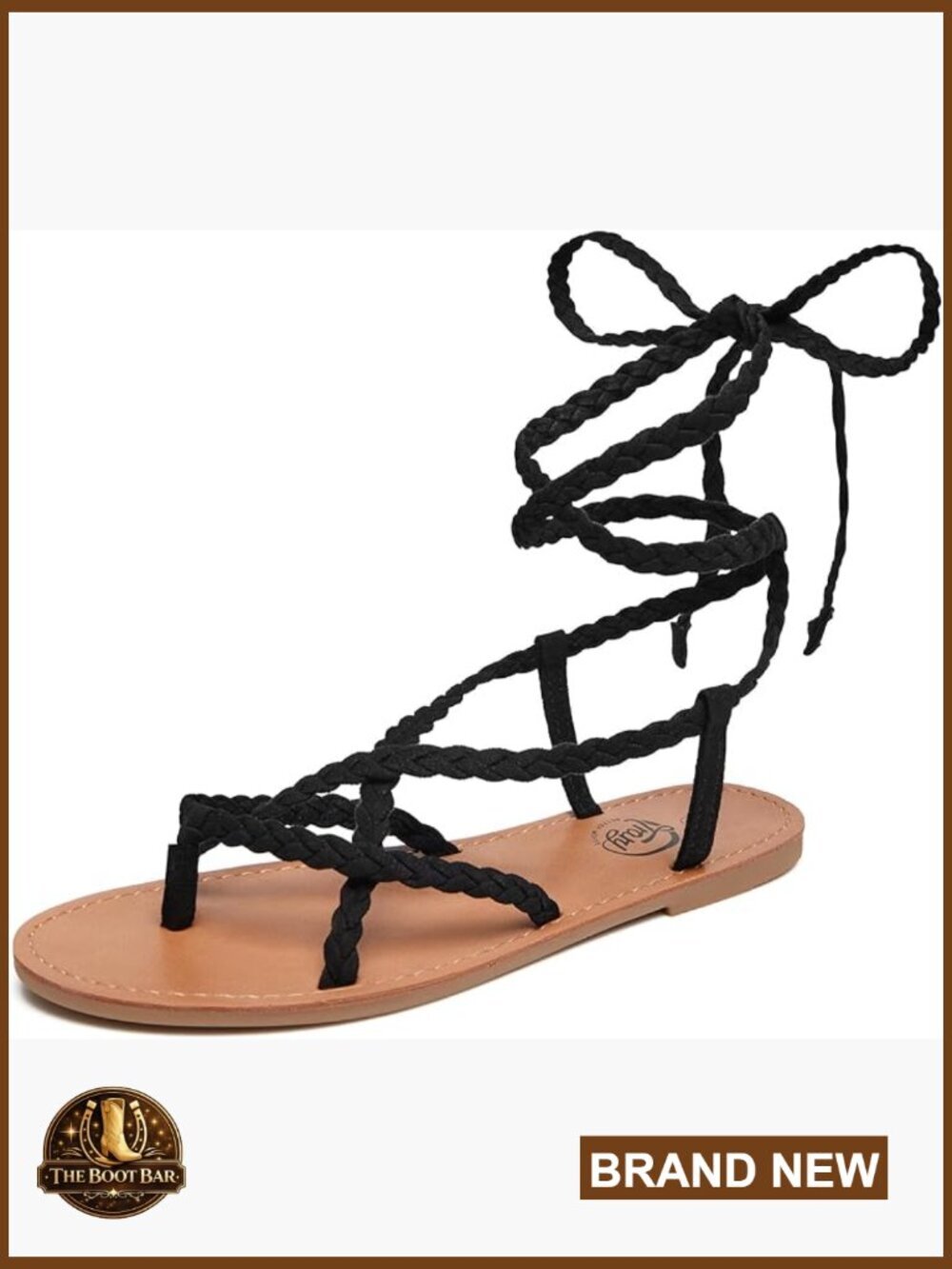 Flat Gladiator Sandals, Lace-Up Ankle Straps, Rubber Sole, Summer Casual